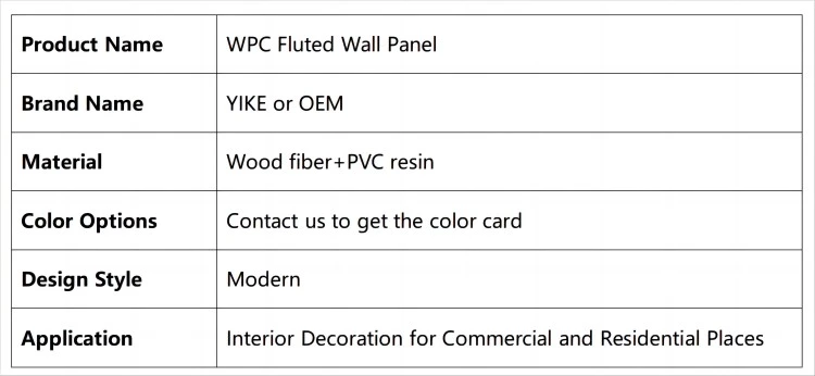 datasheet for WPC fluted wall panel